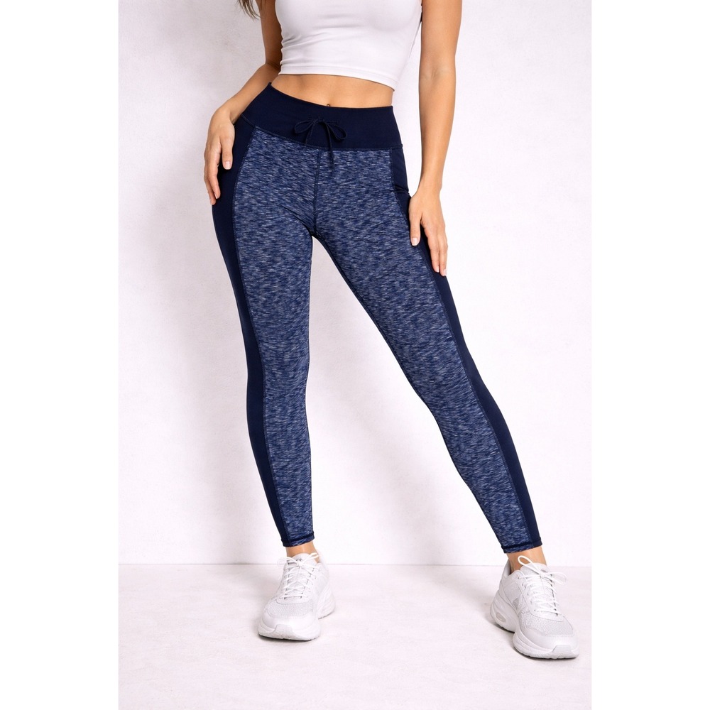 GapFit Women's Blue Marled Athletic Leggings Drawstring Waist Size Medium